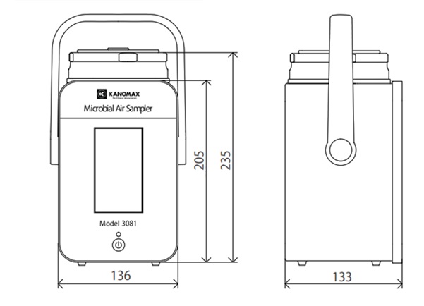 Dimension of MICROBIAL AIR SAMPLER – MODEL 3080 & 3081
